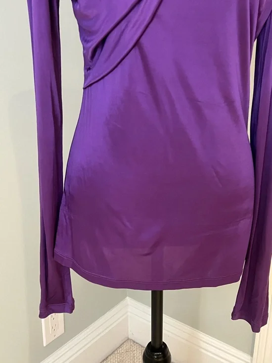 Versace Jeans Purple Draped Long Sleeve Shirt | US SZ 10 | Preowned | - Picture 6 of 11